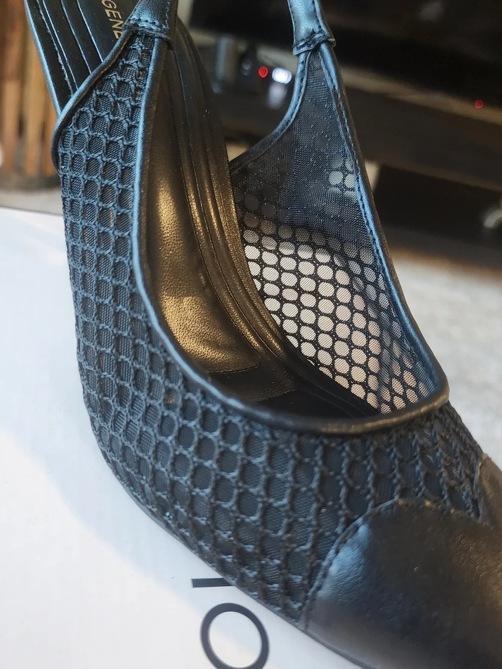 Black Mesh Pointed-Toe Slingback Pump - Picture 4 of 9